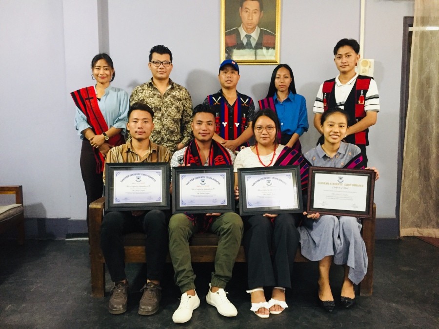 The Sangtam Students’ Union Dimapur (SSUD) held a felicitation programme on June 11 for Lirola T Sangtam for securing Top 11th position in the HSLC (NBSE) exam 2022 along with ex-officio members Chemdila Mongzar, Lerangse Sangtam and Therichem Sangtam.