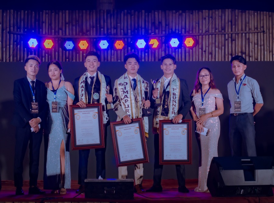 (From left) The winners of the Mr Dimapur season II along with the organizers.