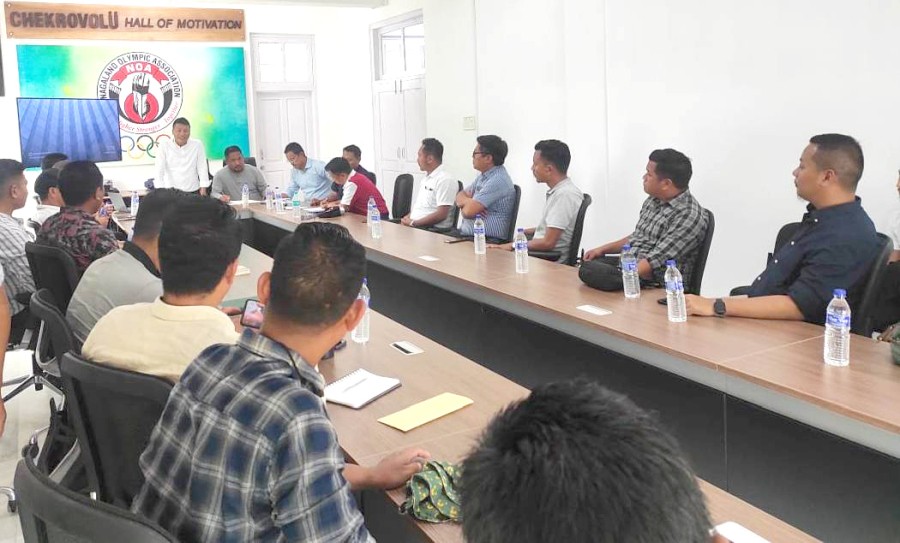 NFA president K. Neibou Sekhose addressing NFA meeting on July 12.