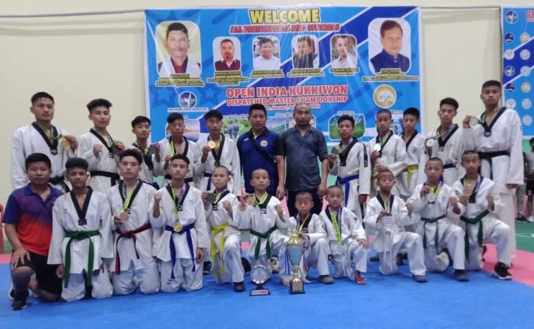 The Nagaland Taekwondo team along with coach and manager after the tournament.