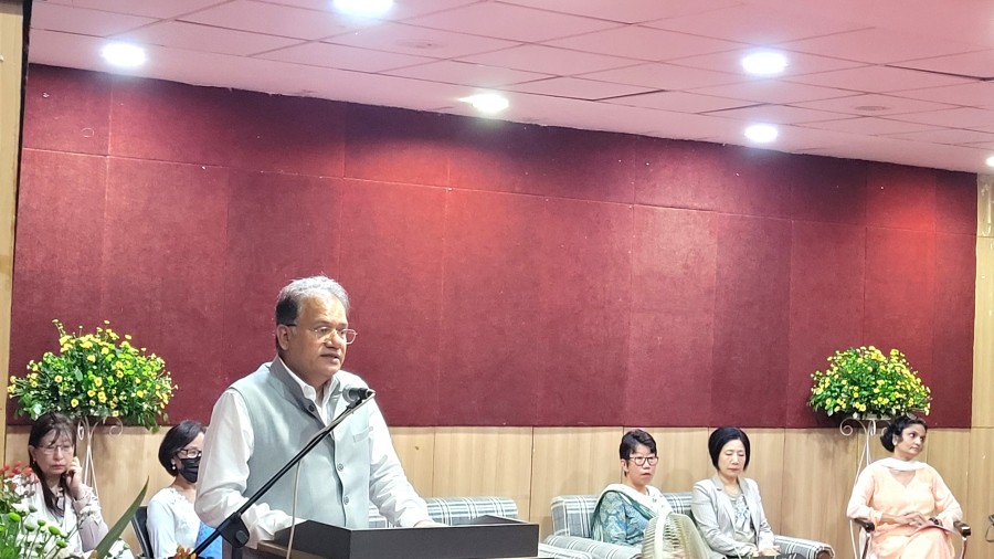 J Alam addressing the ‘State Level Seminar on Development of Nagaland State Curriculum Framework’ at Capital Convention Centre, Kohima on July 13. (Morung Photo)