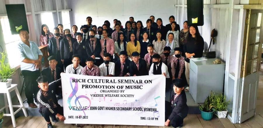 Officials of Vikehie Welfare Society, resource persons and students during the seminar on July 18.