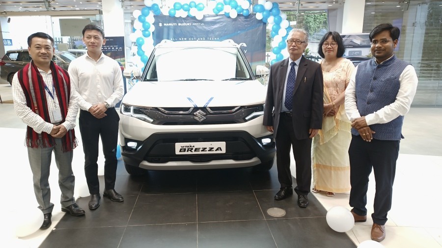 All New Gen 2022 Maruti Suzuki Vitara Brezza launched at Seyie Auto (Maruti Suzuki Arena, Kohima) on July 16 in the presence of Bosco (AGM SBI main branch), Ketho Seyie (MD Seyie Auto), Kuolachalie Seyie (CEO Seyie Auto), Seyie and Mukesh (Chief Manager BOB Naga Bazaar Branch). (Morung Photo)