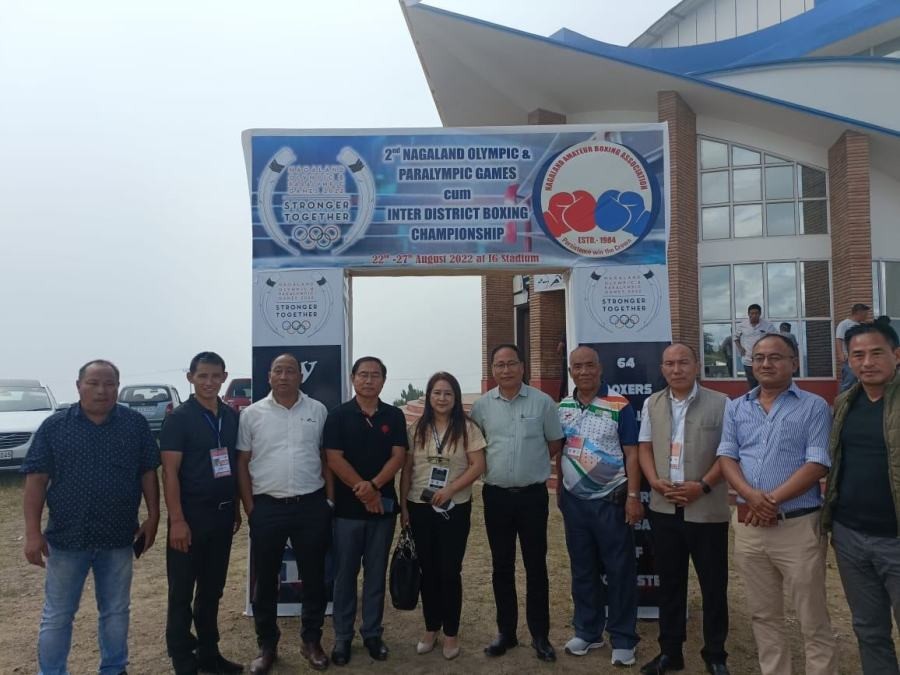 Alongside the Nagaland Olympic and Paralympic Games, the Inter District Boxing Championship 2022 commenced at Indira Gandhi Stadium Kohima under the aegis of Nagaland Amaeteur Boxing Association (NABA) on August 23. Secretary for Youth Resources & Sports (YRS), Wezope Kenye graced the occasion as special guest and encouraged the young boxers to take up sports as a profession with discipline and dedication. YRS Director Akumla Chuba and NABA president, Meren Paul were present on the occasion.