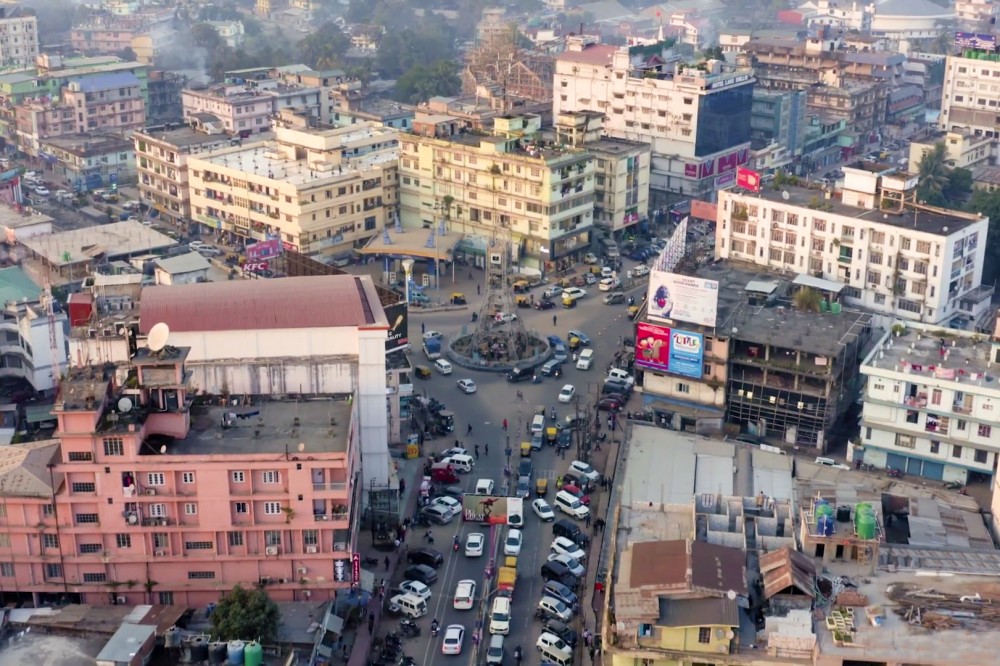 An aerial view of the City Tower area in Dimapur town. (Photo Courtesy: Aito K Chopstix via WikiMedia Commons)