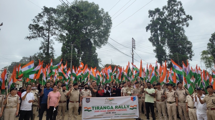 Dignitaries with participants of Tiranga rally in Kohima on August 10. (Morung Photo)