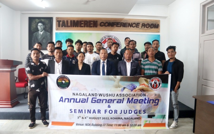 Nagaland Wushu Association officials along with districts representative at NOA office Kohima on Wednesday.