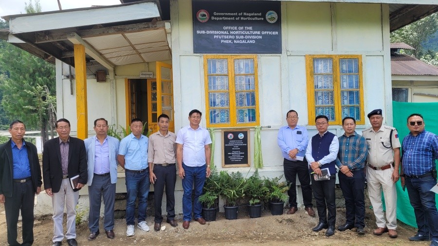 Mhathung Yanthan and others during the inauguration of Sub-Divisional Horticulture Office (SDHO) at Pfutsero under Phek district. (Morung Photo)