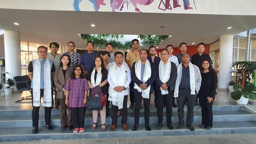 Er Zale Neikha and others during Nagaland Artist Residency & Exhibition 2022 at RCEMPA Jotsoma on August 9. (Morung Photo)