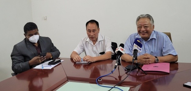 IDAN CEO, Alemtemshi Jamir and others addressing press conference in Kohima on August 18. (Morung Photo)