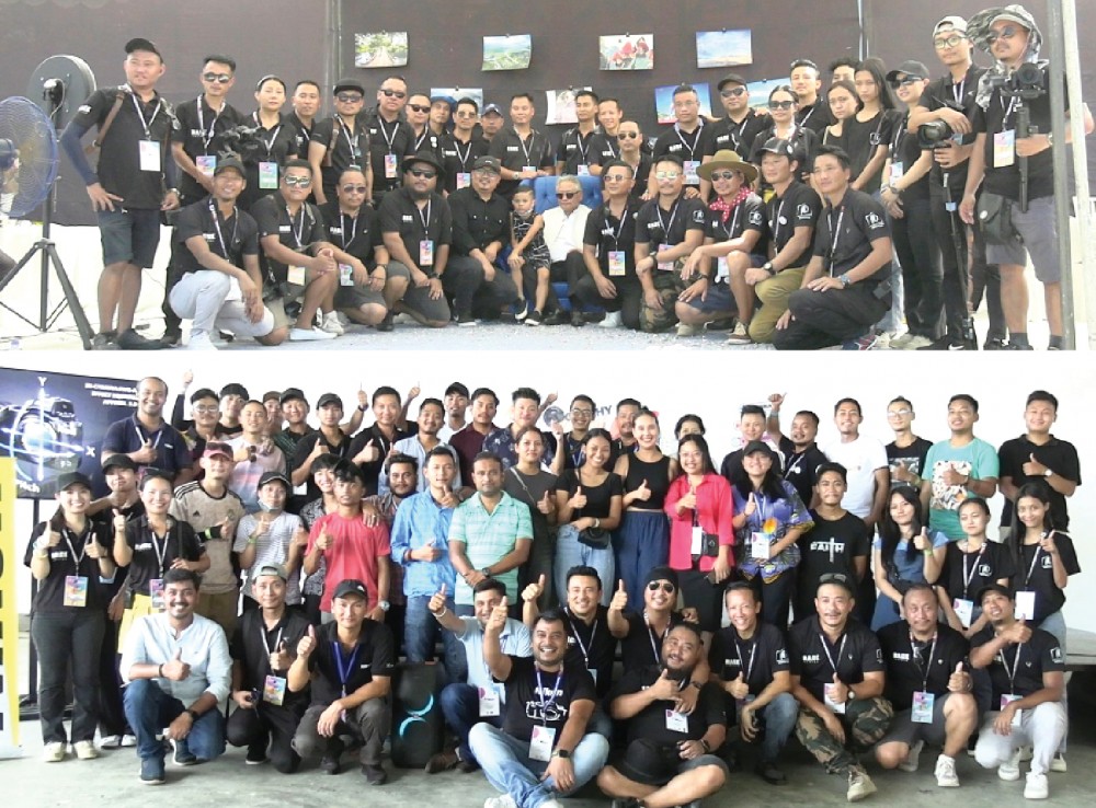 (Top) Alemtemshi Jamir, CEO of the Investment and Development Authority of Nagaland  with the members of Photography Club Dimapur during the 1st Nagaland Photography Festival at the Mandeville Garden, Purana Bazaar, Dimapur on August 19. (Bottom) Officials and participants during the workshop. (Morung Photo)