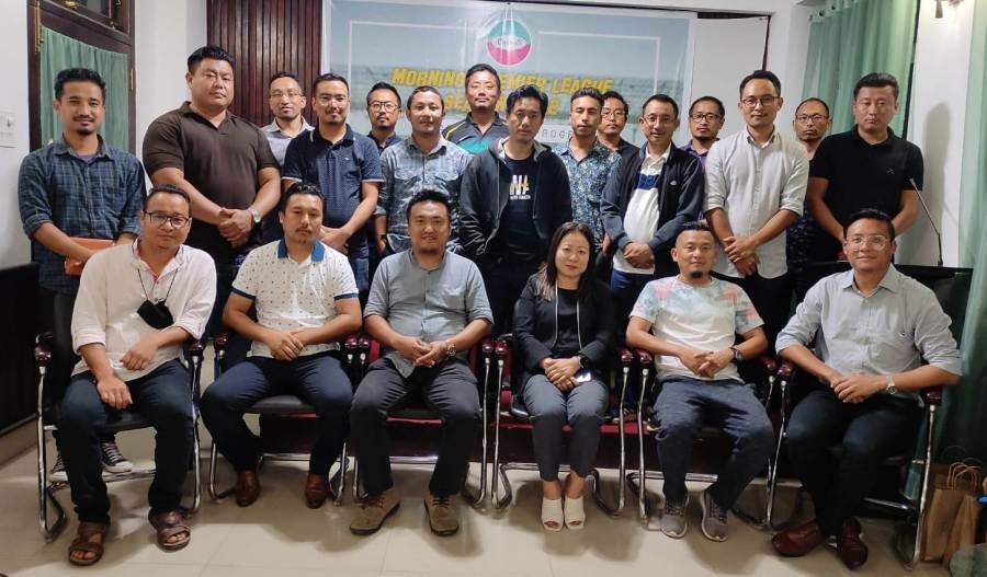 MFA with sponsors and team admins during thanksgiving programme in Kohima on September 2.