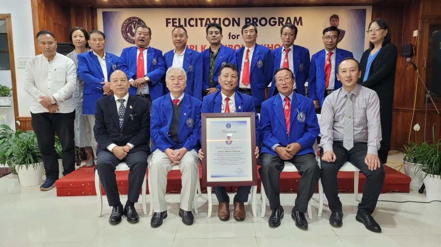 MLA Dr. Chotisuh Sazo with K. Neibou Sekhose and others during felicitation programme in Kohima on September 16. (Morung Photo)