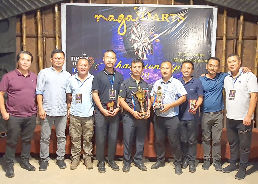 Naga Darts Championship winners, dignitaries and NDA officials.