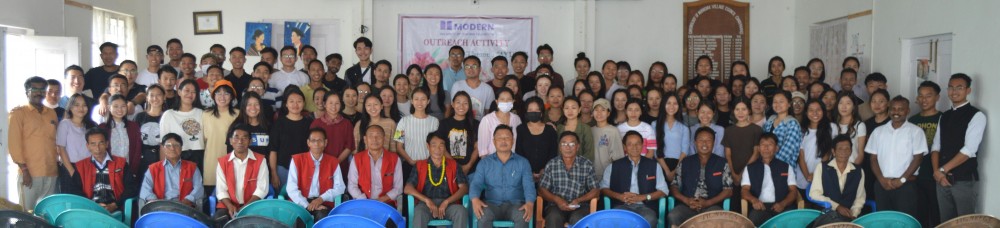 Student-teachers and faculty of MITE Kohima with Nerhema village elders during the outrech programme on September 10.
