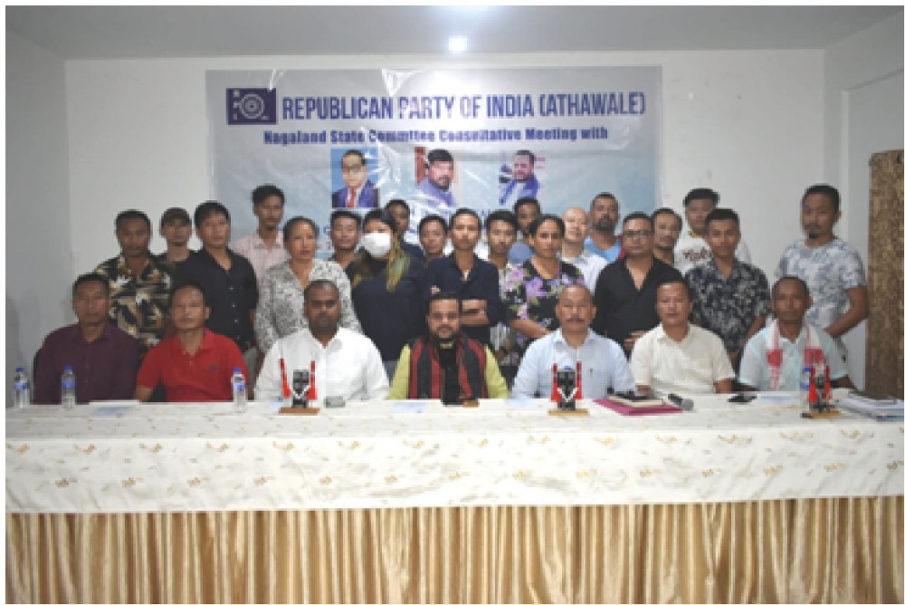 RPI (A) Nagaland members and Vinod Nikalje during the meeting in Dimapur on September 27.