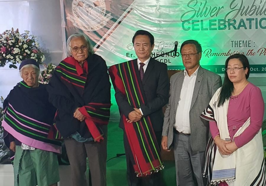 Er K Theünuo and others at the silver jubilee celebration of Middle PWD Council, Kohima on October 29. (Morung Photo)