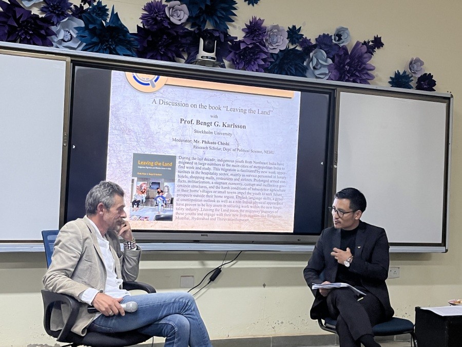 Prof Bengt G Karlsson (left) during the seminar organised by Naga Research Scholars Forum, Shillong on October 14. (Photo Courtesy: NRSF)