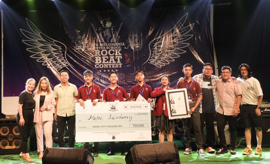 Winners of Hope Academy annual beat contest ‘Melomania’ with guests and others on October 22.