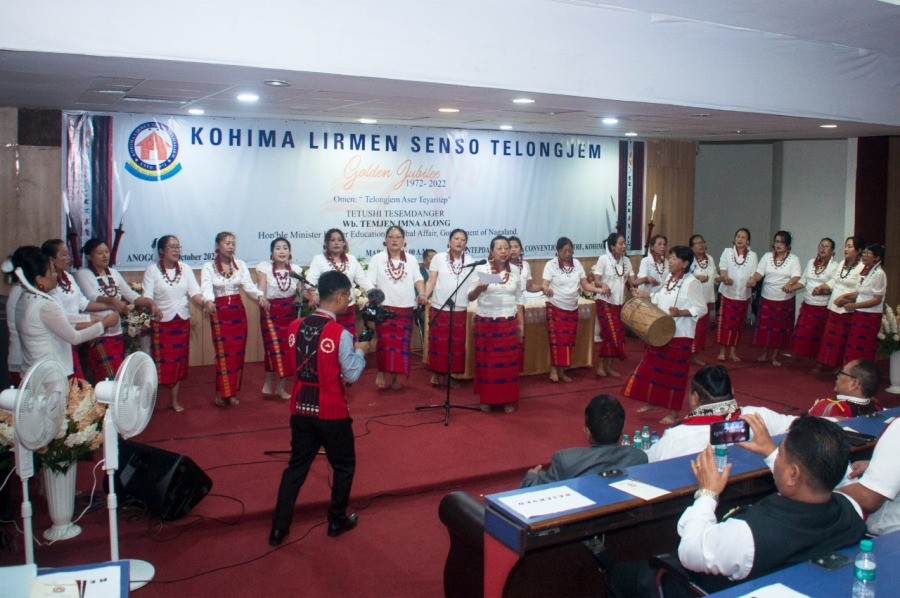 Kohima Lirmenlar Telongjem presented a traditional song during golden jubilee celebration of KLST in Kohima on October 5.