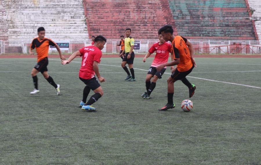 The match between Nagaland University Students Union KC and Real Boys FC on October 10. (Morung Photo)