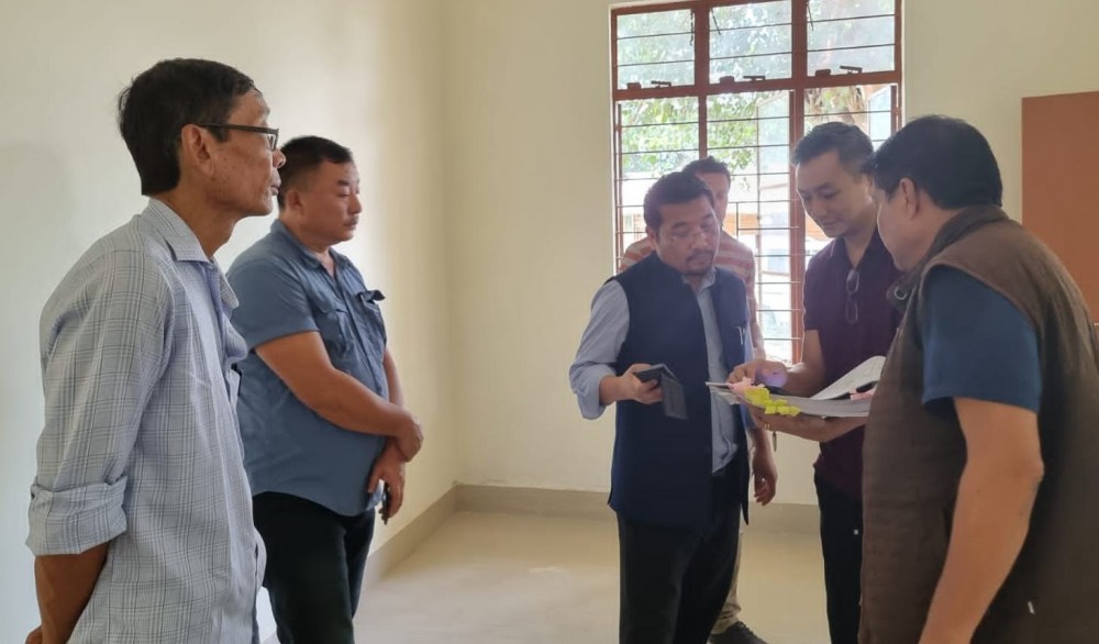 Minister Tongpang Ozukum accompanied by other officials conducted a joint inspection for extension of PWD Rental Housing Phase-III Complex boundary at Dimapur on October 15. 