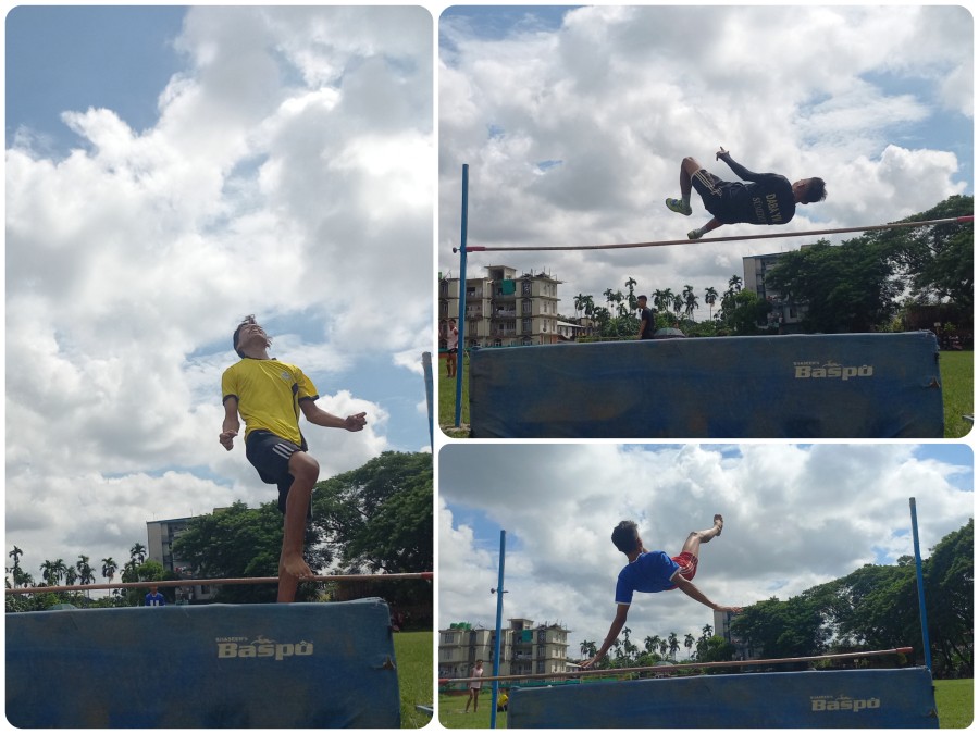 Participants compete in the High Jump category at the ongoing biannual DABA Youth Olympics 2022 on the theme ‘For the glory of God.’ This year's edition started with Badminton on September 24, followed by Cross Country Marathon on October 1. The games will continue on October 4 at GHSS ground Nagarjan with track/field and team events and culminate on October 5. (Photo Courtesy:Digital Team DABA)