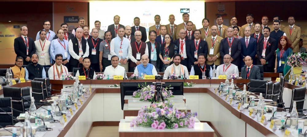 Union Home Minister Amit Shah with Chief Ministers, Chief Secretaries and Director Generals of Police of all North Eastern states in Guwahati, Assam on October 8. (Photo Courtesy: PIB Kohima)