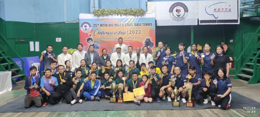 Officials and winners of 25th Inter-district and State Table Tennis Championship in Kohima on October 7.