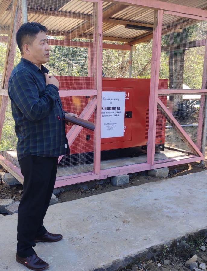 In commemoration of ABAM Sesquicentennial Celebration and in memory of N Bendang Ao, a 35 KV generator was donated to Clark Memorial Higher Secondary School (CMHSS), Impur by Ainla Bendang children and family. It was dedicated by Dr Moanungsang, Secretary, Literature and Education, ABAM on October 31. 