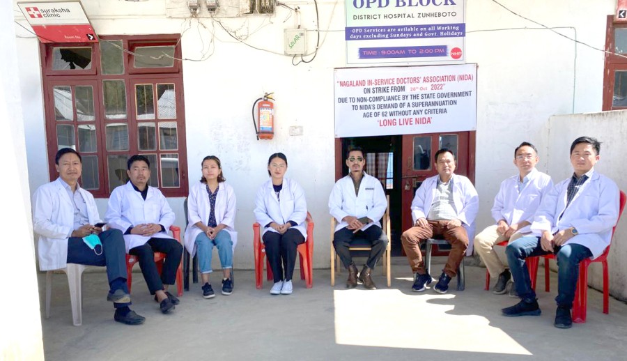 NIDA members observing the agitation at the Zunheboto District Hospital.