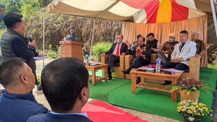Nagaland Governor Prof Jagdish Mukhi during his visit to Avankhung village on October 29. (DIPR Photo)