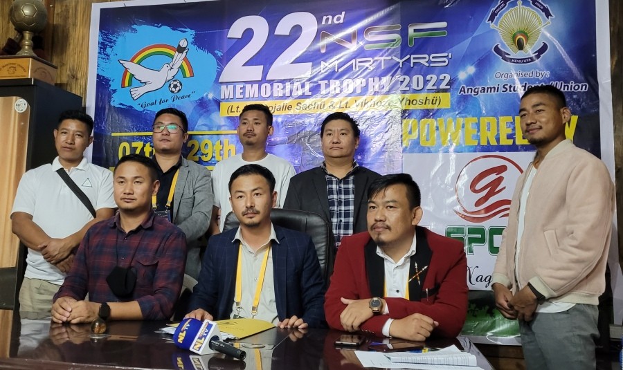 Organizing Committee and ASU official addressing press conference on October 4. (Morung Photo)