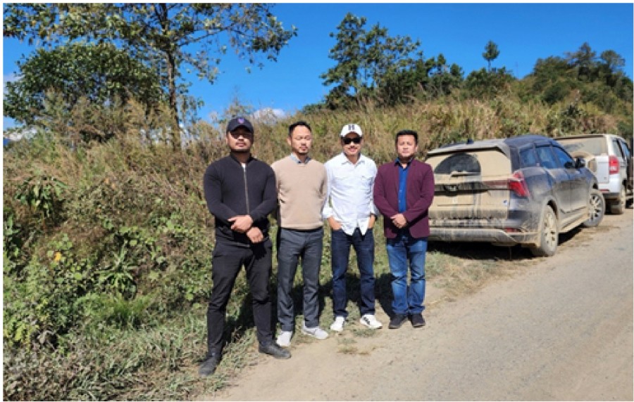 NBCC team led by Er Zuchi Humtsoe (DGM), Moasunep K Jingru, EAC Seyochung and Dr Kaketo Yeptho during the visit to the construction site.