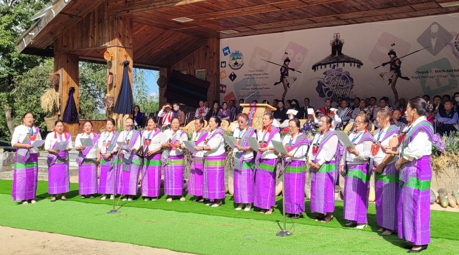 The Morung Express presents glimpse of Tokhu Emong 2020 celebration at Naga Heritage Village Kisama, near Kohima on November 7. Organized by Kohima Lotha Hoho (KLH), the festival was marked by victory dance, folk songs, tug of war, traditional fire making competition etc. Kohima Lotha Eloe Ekhüng, Kohima Mekokla Ekhüng, Tsüngiki Cultural Club and others performed at the celebration. (Morung Photo)
