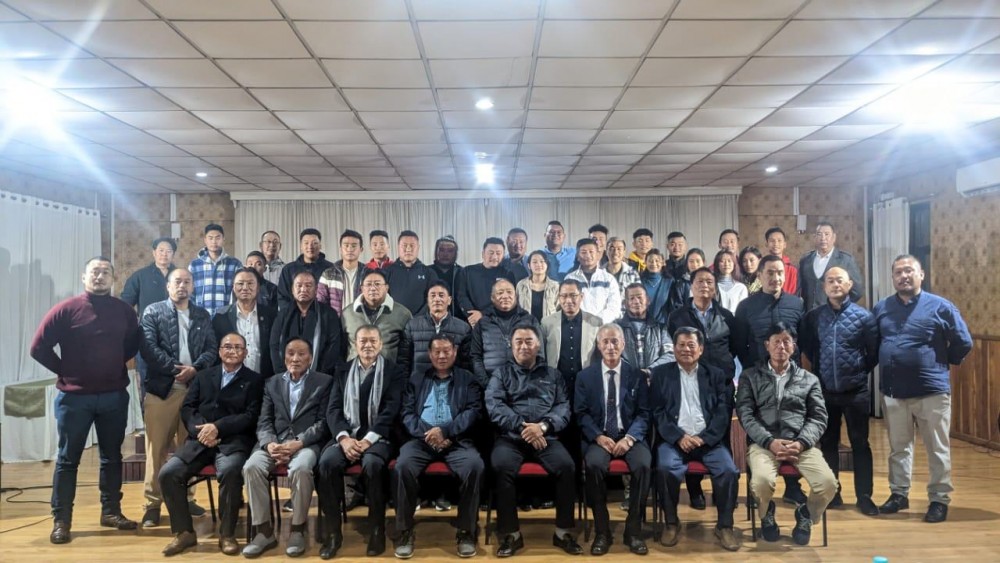 Khriehu Liezietsu with medal winners and others during felicitation programme on November 29.