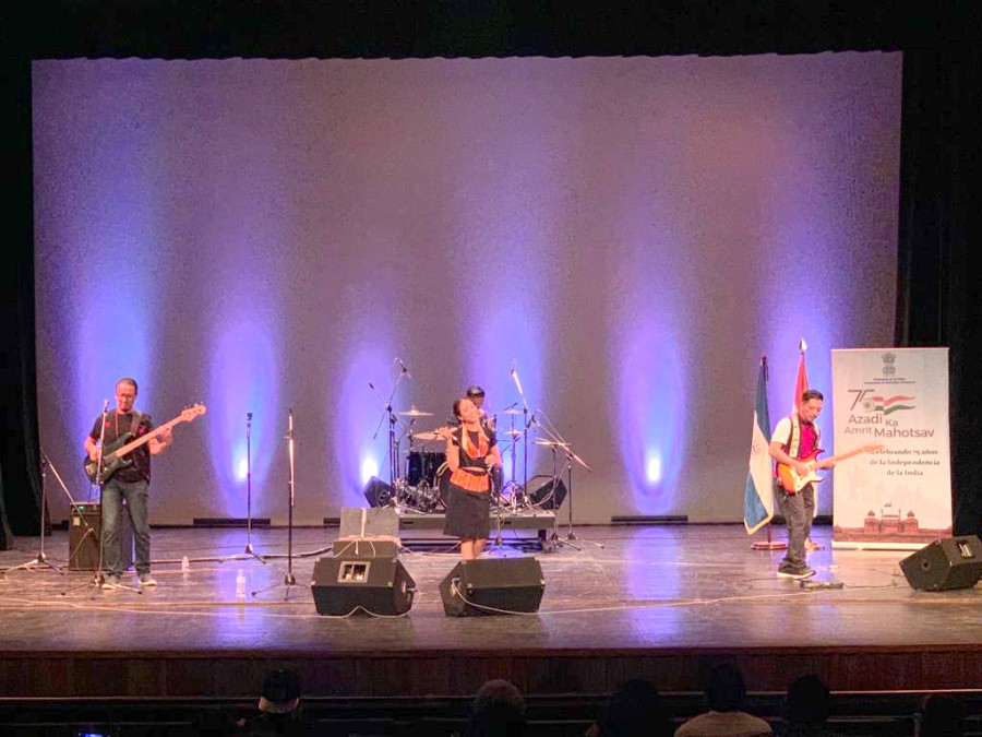 Purple Fusion performing at the San Salvador National Theatre, El Salvador. Purple Fusion in collaboration with ICCR in celebration of the 75 years of Independence Azad ka Amrit Mahotsav is touring five cities in Guatemala and El Salvador namely Xela, Antigua,Patzun, San Salvador and Santa Anna.