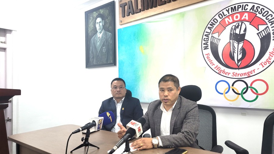 NWA president Dr. Hiabe Zeliang and NWA general secretary Vilekho Bio addressing a press conference on November 23. (Morung Photo)