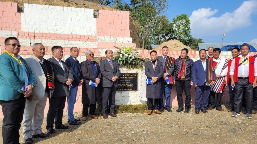 Chief Minister Neiphiu Rio with others during the inauguration of Rüsoma Local ground gallery on December 28. (Morung Photo)