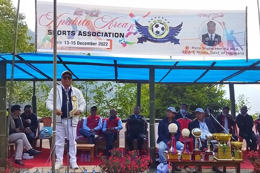 Er Picto Shohe speaking during the 2nd Apukito Area Sports Meet on December 13.