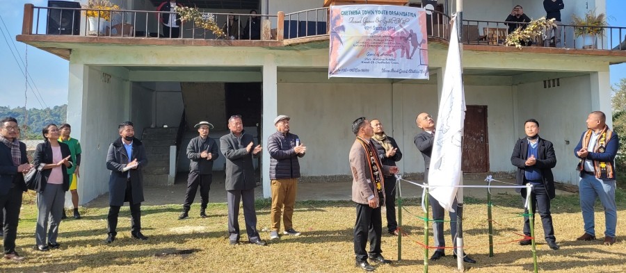 Rukuzo Khamo hoists the CTYO flag for 42nd annual games & sports meet on December 14. (Morung Photo)