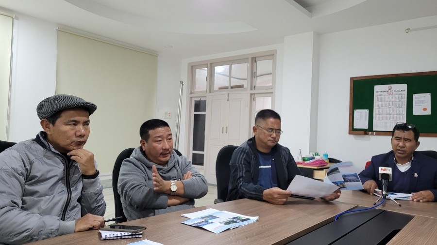 Traditional stone pulling committee addressing press conference in Kohima on December 3. (Morung Photo)