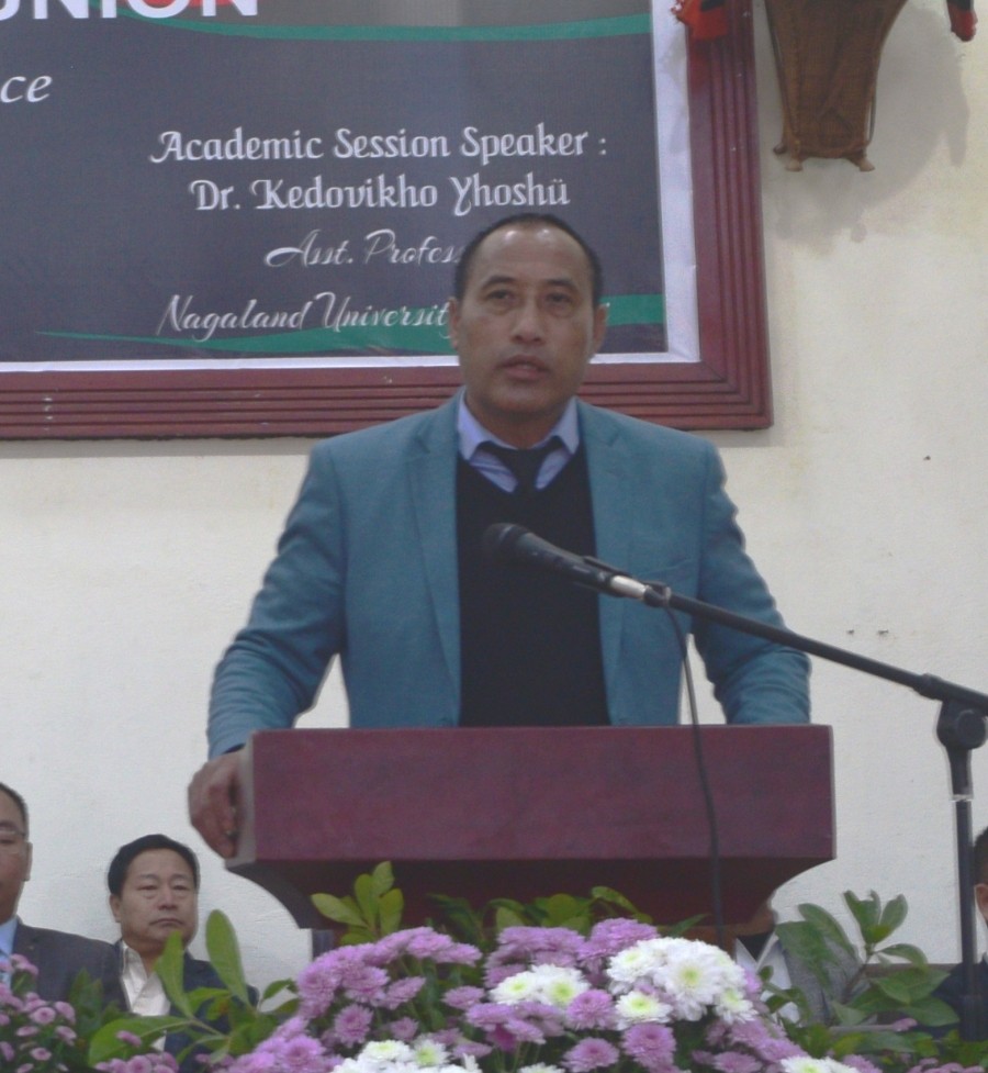Advisor Medo Yhokha speaks during the 74th annual general conference of the Kigwema Students Union in Kigwema on December 29.