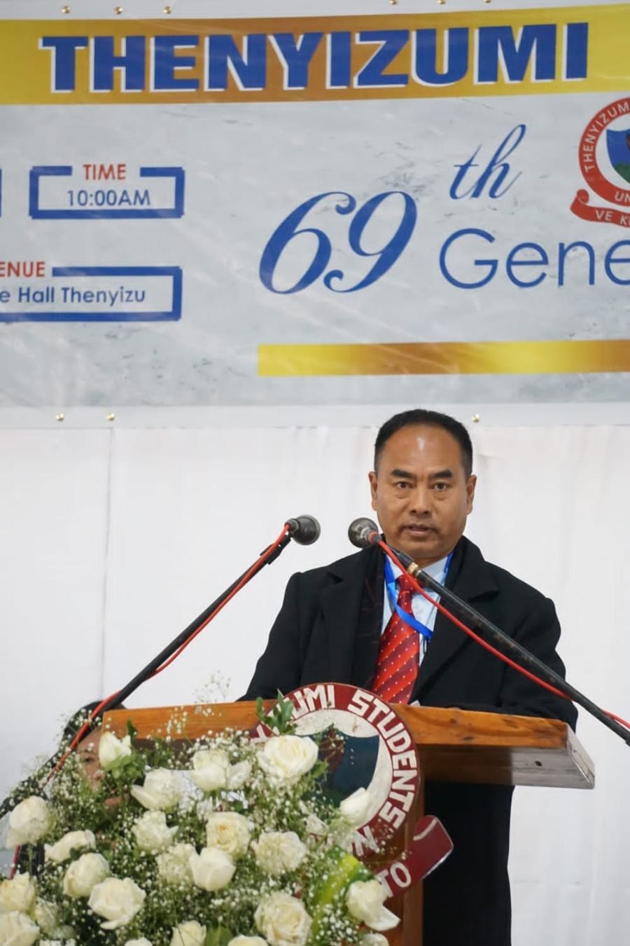 Joint Director, Department of Agriculture, Sanuzo Nienu speaks during the 69th General Session of Thenyizumi Students' Union on December 38. (Photo Courtesy: TSU)