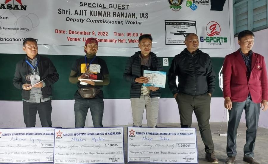 Winners seen with Libemo Jami, District Sports Officer and Youth Resource officer, Wokha.