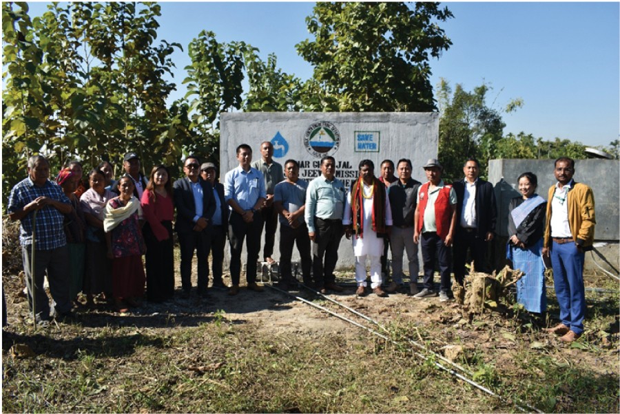 Union Minister of State for Jal Shakti and Tribal Affairs, Bishweswar Tudu and others during the visit to Seithekema- A village under Chümoukedima district for inspection of works carried out under Jal Jeevan Mission.