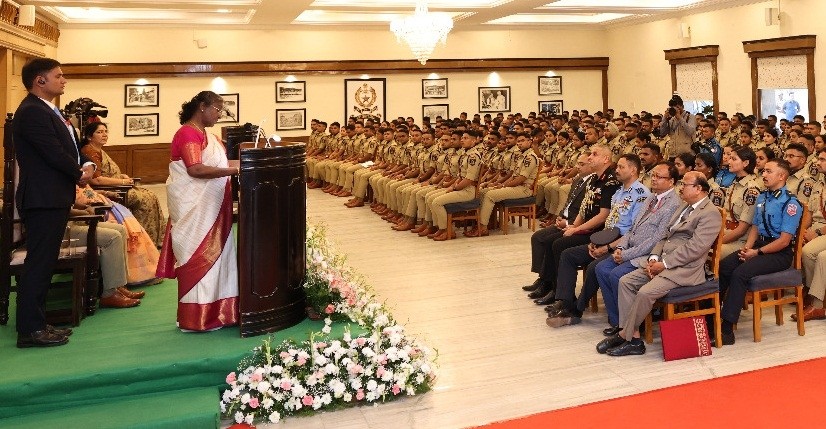 President Droupadi Murmu addressing probationers of the 74th batch of the Indian Police Service at the Sardar Vallabhbhai Patel National Police Academy, Hyderabad on December 27. (IANS Photo)