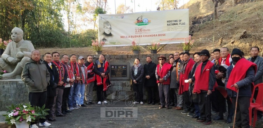 The commemorating of the 126 Birth Anniversary of Netaji Subhash Chandra Bose and part of 75 Azadi Ka Amrit Mahotsav, a programme was observed in Chesezu village in Phek district with Deputy Commissioner Phek, Kumar Ramnikant, IAS as chief guest on January 18. Keduosie-u M Rio, Director of Tourism unveiled the Watch Tower of Netaji Subhash Chandra Bose (funding agency Ministry of Tourism, Government of India executed by Department of Tourism, Government of Nagaland). Vezo Swuro, a close associate of Netaji was present and felicitated by the Deputy Commissioner. The programme was presided over by Nyamok N. Konyak, EAC, Chetheba. (DIPR Photo)