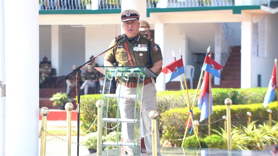 T John Longkumer, outgoing DGP of Nagaland during his farewell speech at Police Complex, NAPTC, Chümoukedima on January 7.
