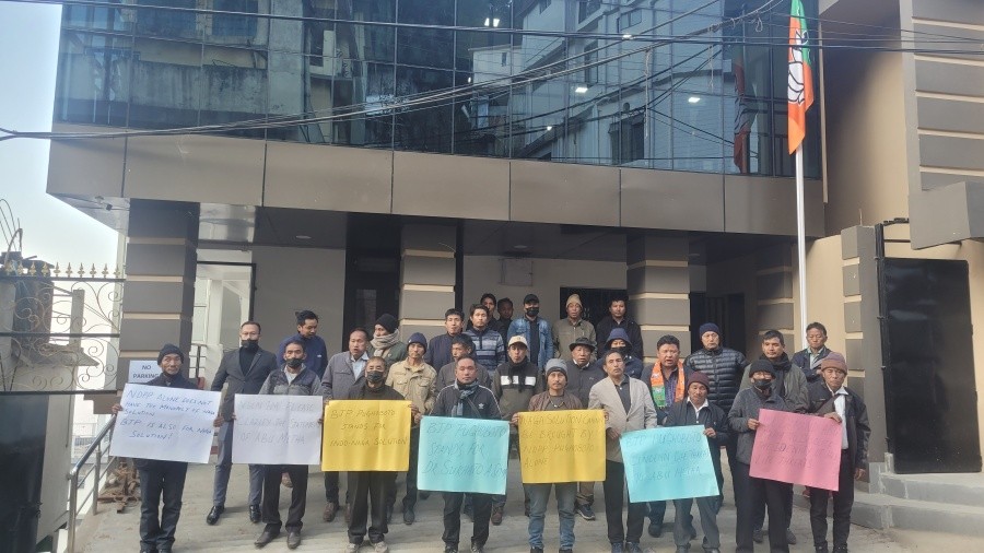 13th Pughoboto AC BJP stages peaceful dharna in Kohima on January 20. (Morung Photo)